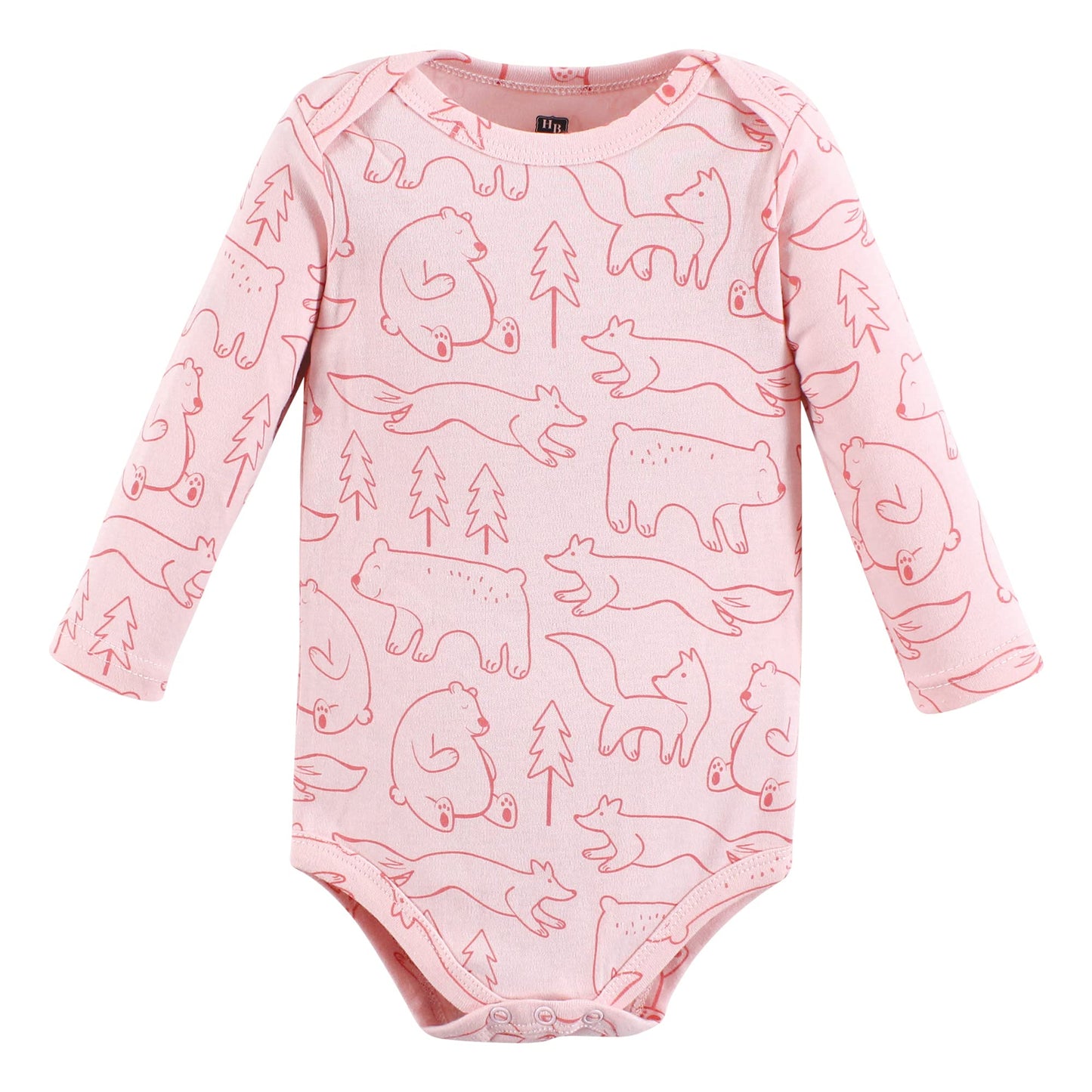 Hudson Baby Unisex Baby Cotton Long-Sleeve Bodysuits, Girl Camping Animals, 0-3 Months