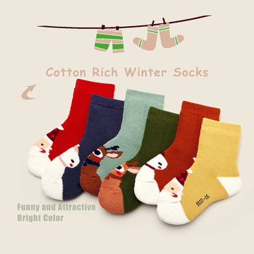 Howjojo Big Boys Girls Christmas Socks Kids Warm Socks Winter Thick Cotton Socks 6 Pack 10-12 Years