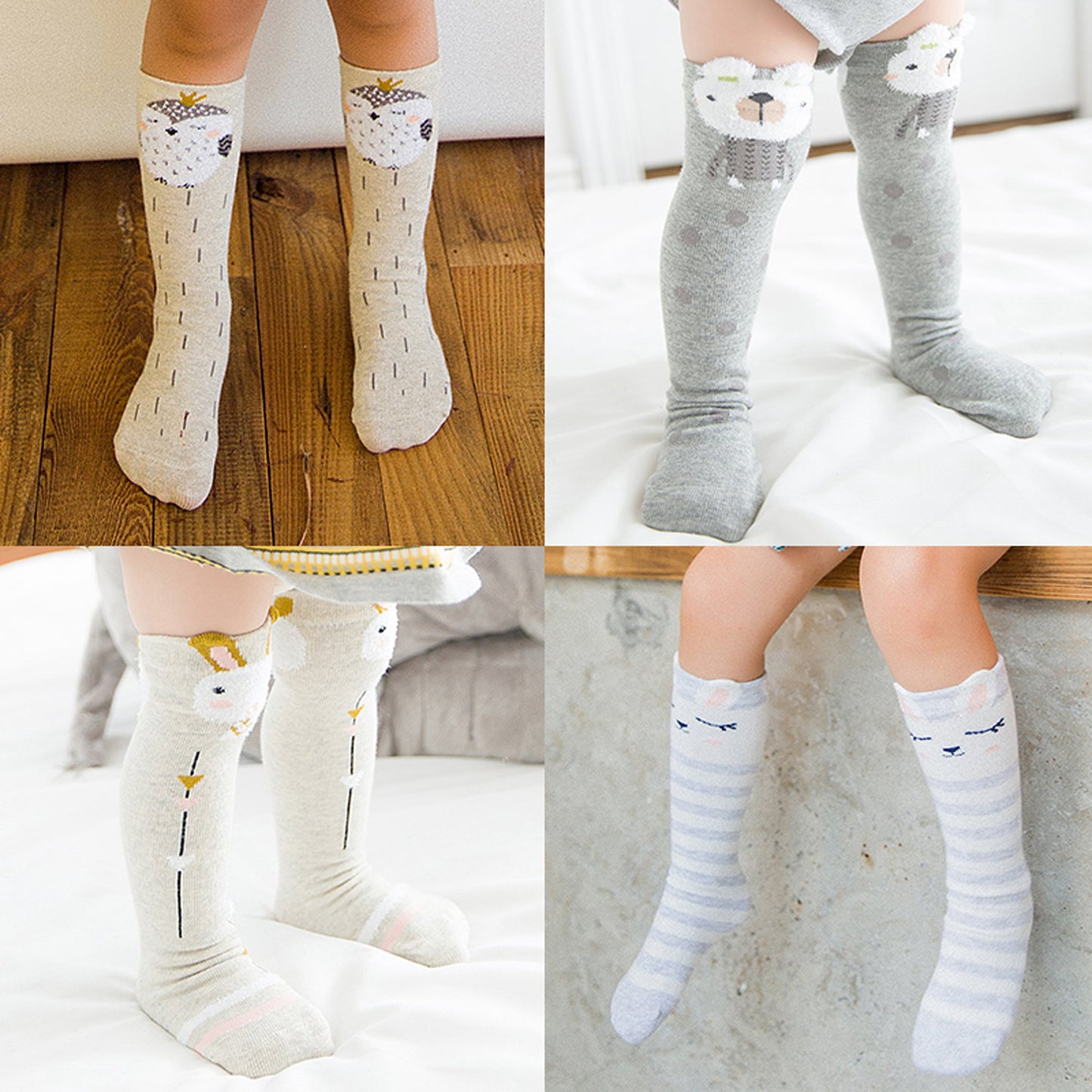 Color City Baby Knee High Socks Animal Warm Cotton Kids Toddler Boys Girls Boot Socks 1-6 Years (6 Pairs A)