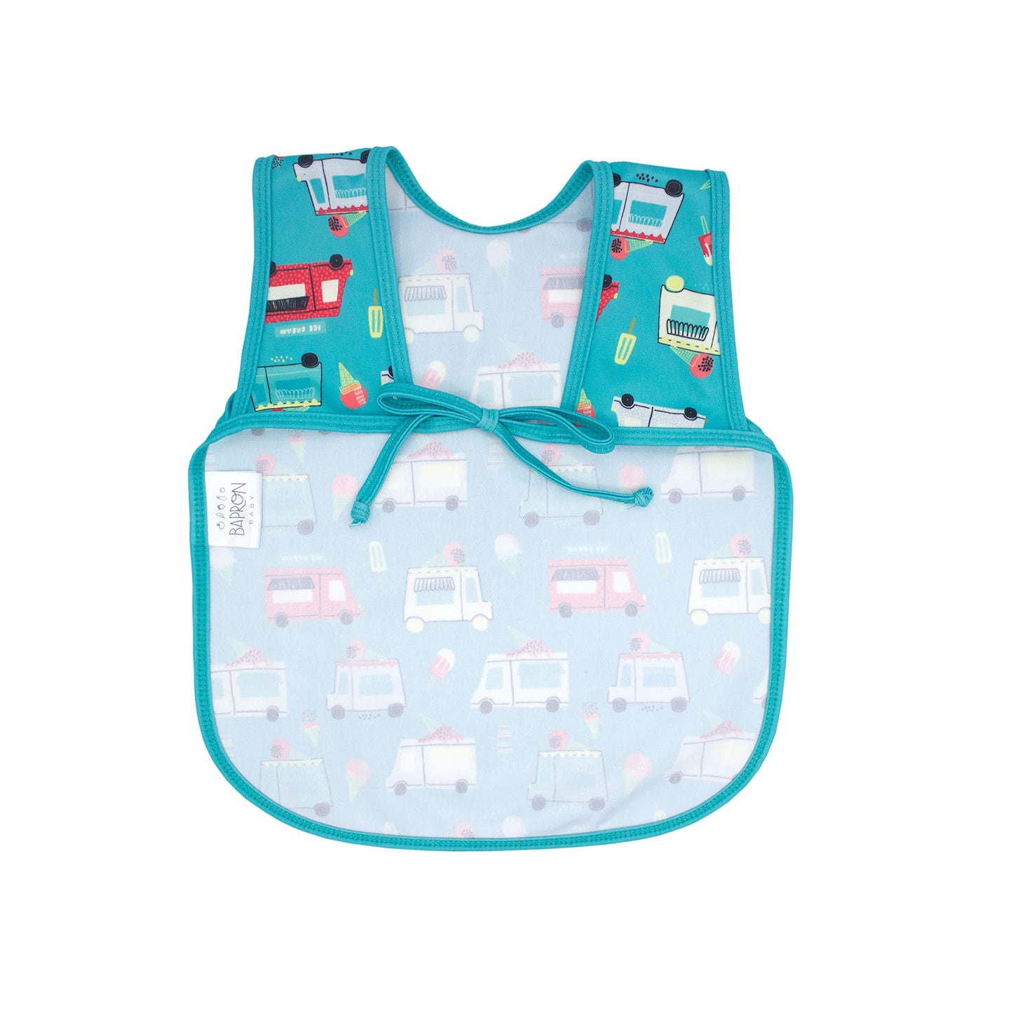 Bapronbaby Ice Cream Truck Bapron - No Neck Tie Safer Bib For Baby & Toddler - Soft Waterproof Stain Resistant - Machine Washabl