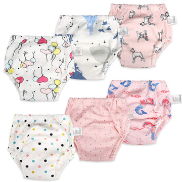 Moomoo Baby 6 Packs Cotton Training Pants Reusable Toddler Potty Training Underwear For Boy And Girl Mermaid-3T Pink
