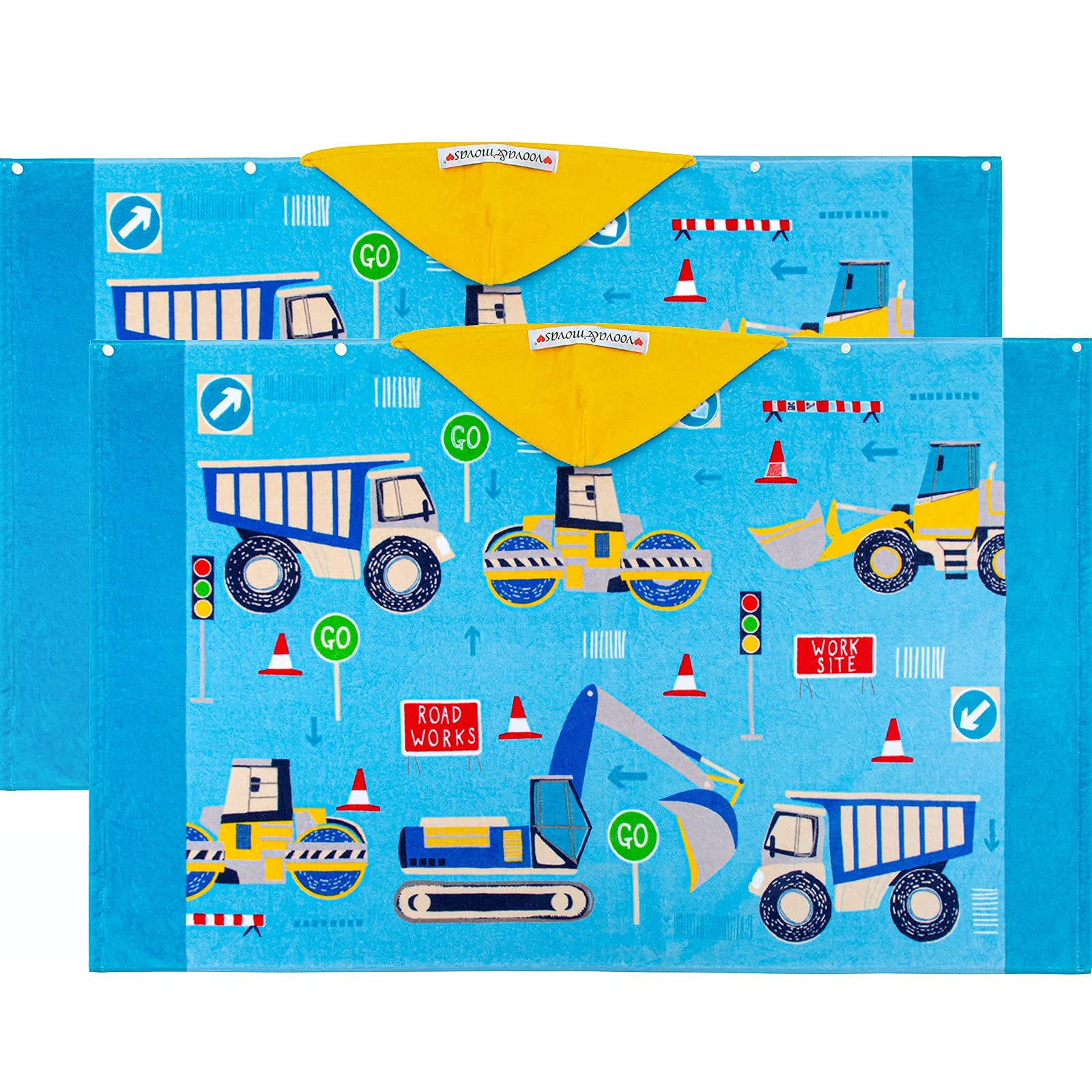 VOOVA & MOVAS Kids Bath Towels with Hood 2Pack, 30X50 Oversized Cotton Bath Towels, Soft and Absorbent Swim | Pool | BeachTo