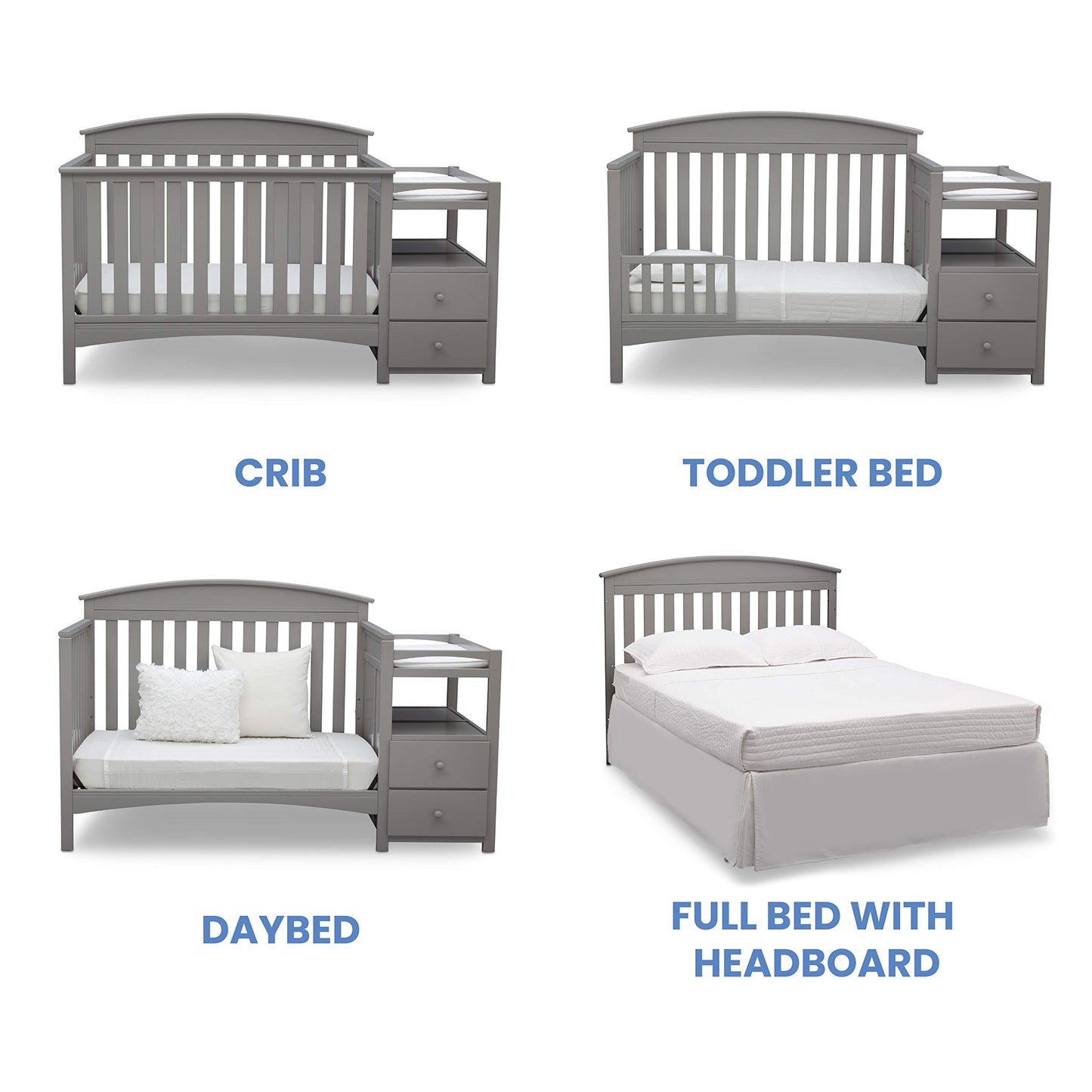 Delta Children Abby Convertible Crib And Changer, Grey