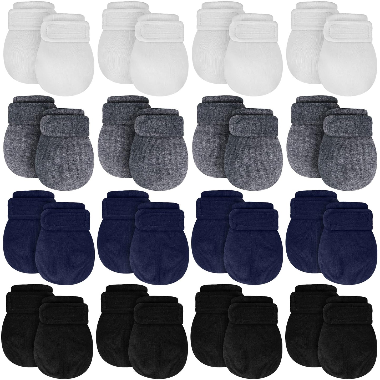 Newcotte 16 Pairs Adjustable Baby Mittens No Scratch Newborn Cotton Breathable Gloves Warm Baby Mitts for Boys (Stylish Color)