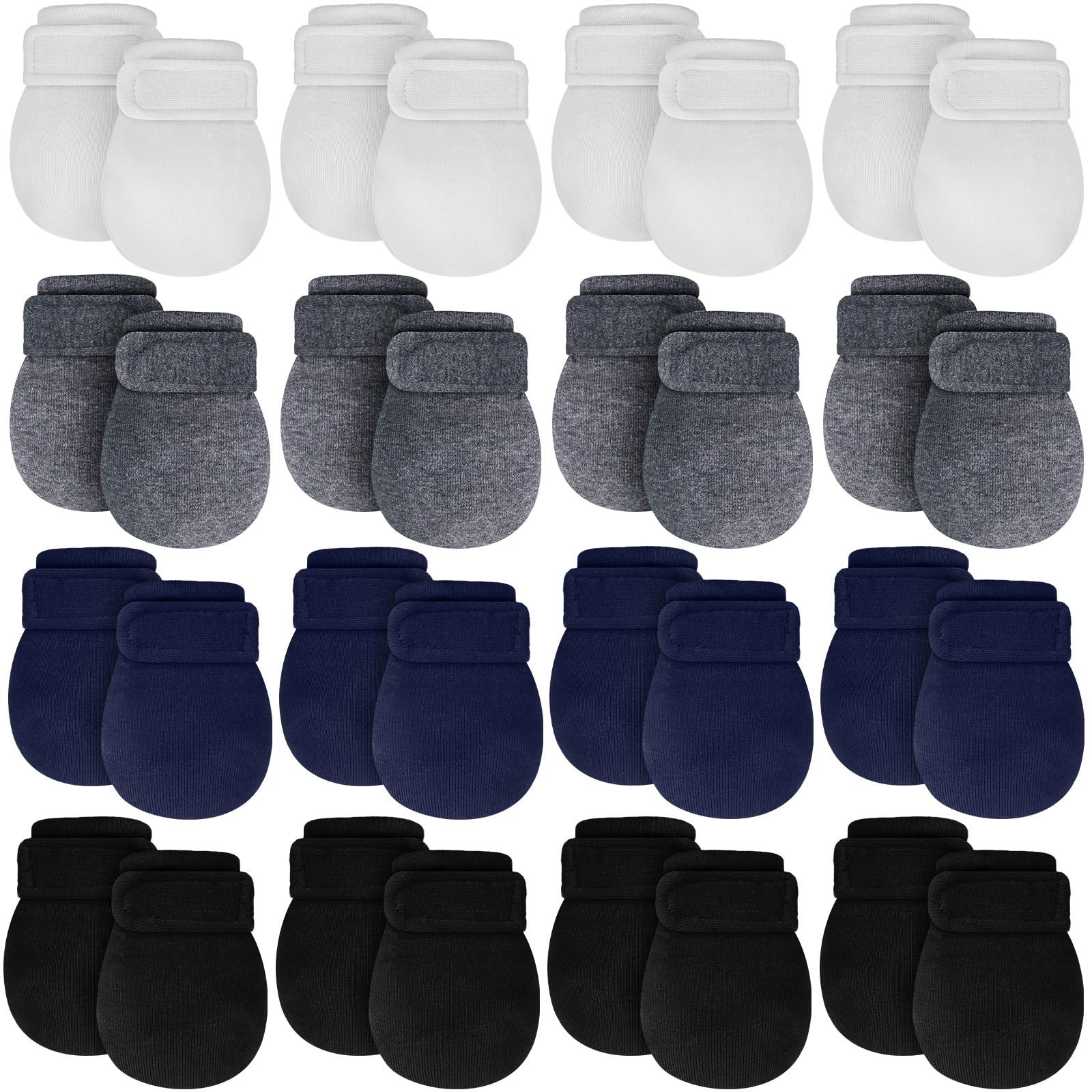 Newcotte 16 Pairs Adjustable Baby Mittens No Scratch Newborn Cotton Breathable Gloves Warm Baby Mitts for Boys (Stylish Color)