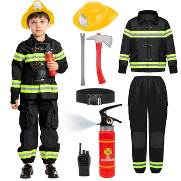 Spooktacular Creations Halloween Boys Fireman Costume, Firefighter Costume For Kids, Black Toddler Fireman Costume Accessories S