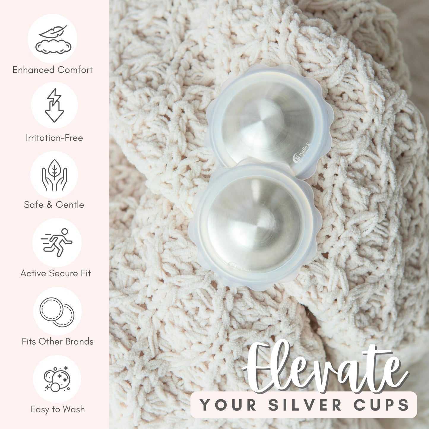 Cradle & Grace Bloom Bands, Silicone Rings For Silver Nursing Cups, Flower Comfort Rings For Silver Nipple Covers, Breastfeeding