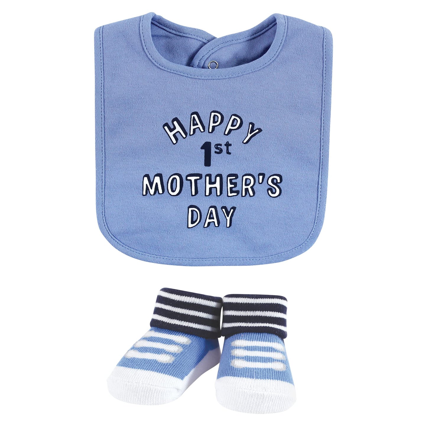 Hudson Baby Unisex Baby Cotton Bib And Sock Set, Boy Mothers Fathers Day, One Size