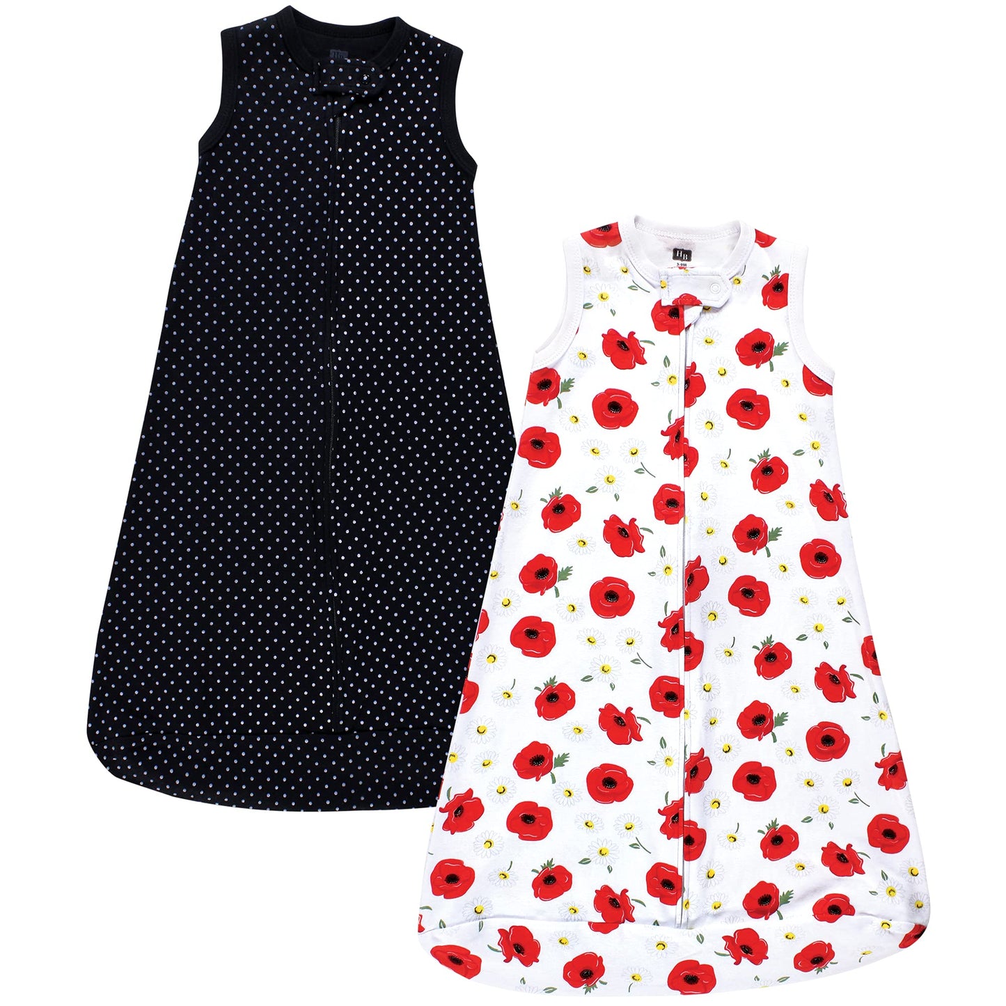 Hudson Baby Unisex Baby Interlock Cotton Sleeveless Sleeping Bag, Poppy Daisy, 3-9 Months