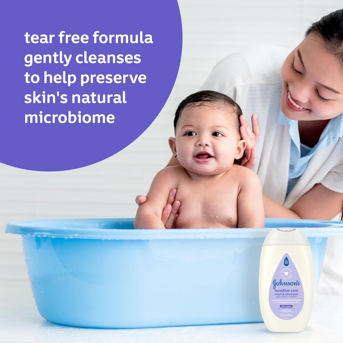 Johnson'S Sensitive Care Baby Body Wash & Shampoo, Daily Moisturizing 2-In-1 Baby Wash & Shampoo To Gently Cleanse Dry, Sensitiv