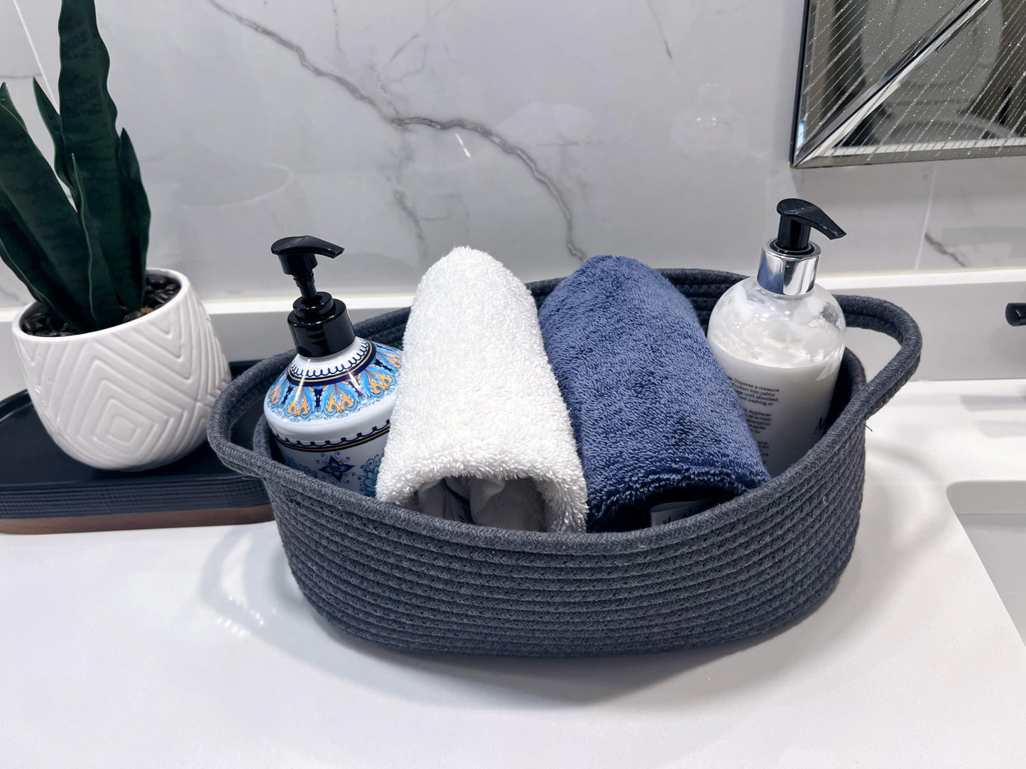 Giftexpress Gray Woven Basket - 13' X 8' X 5' Cotton Rope Organizing Baskets For Baby Items Or Cat & Dog Toys - Cute Soft Gif