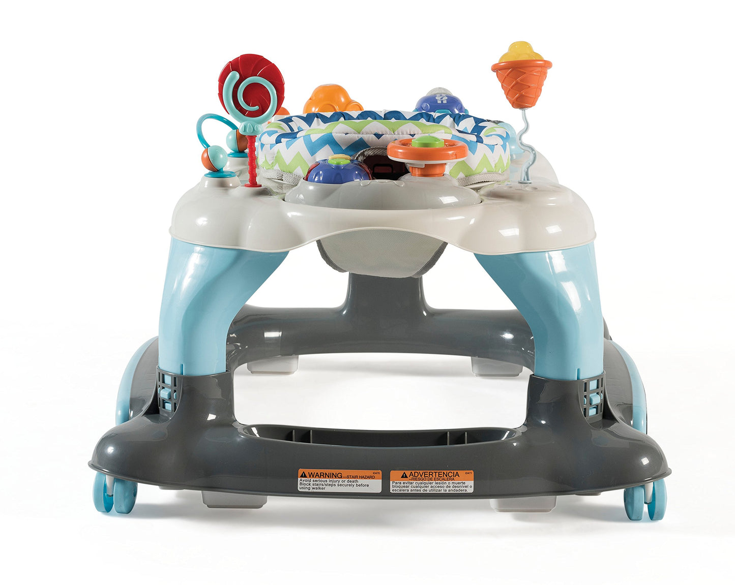 Storkcraft 3-In-1 Activity Walker And Rocker With Jumping Board Feeding Tray, Interactive Toy Tray For Toddlers Infants, Blue/Gr