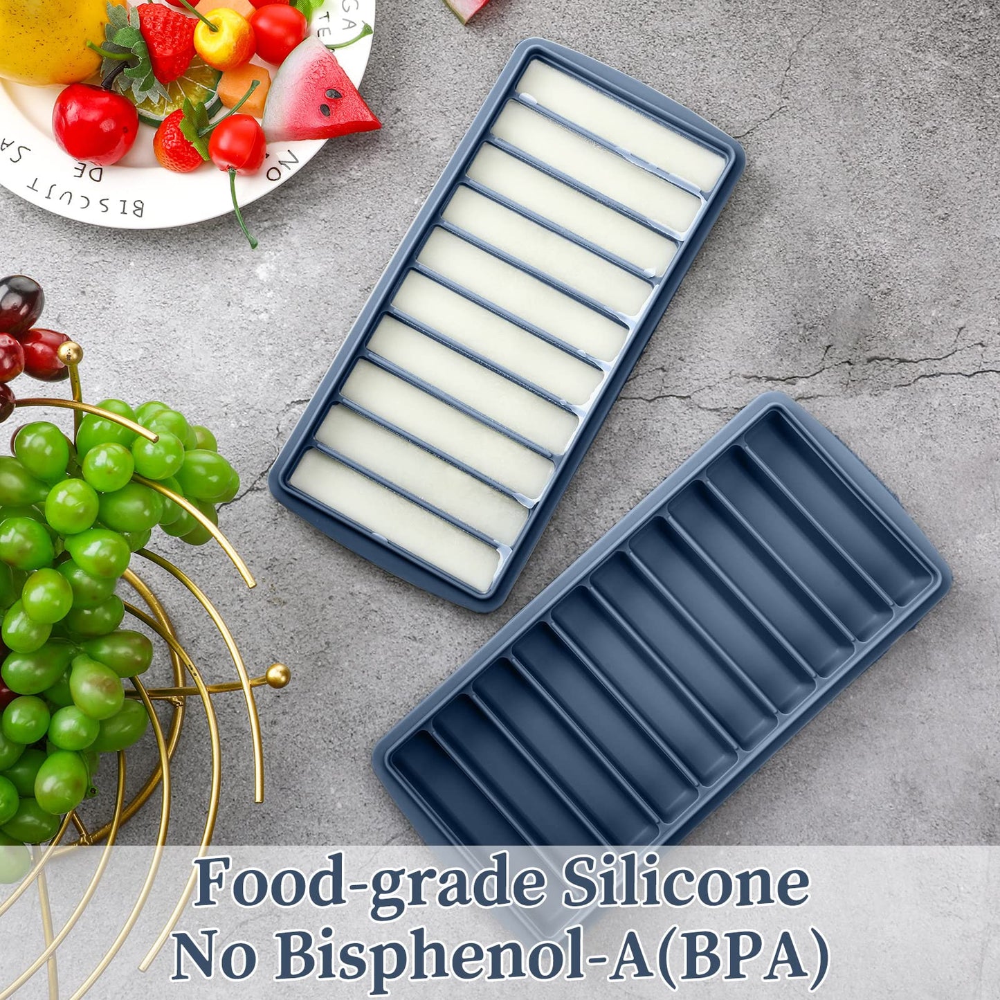 Eaasty 2 Pieces Breastmilk Storage Container Baby Food Milk Silicone Freezer Trays With Lid Breastmilk Freezer Tray Organizer Ic