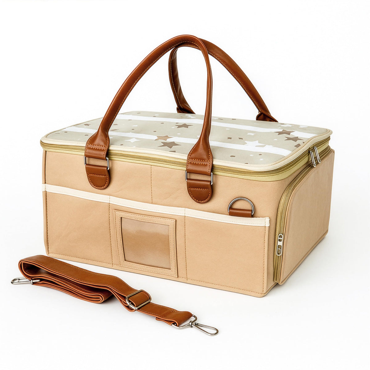 Storite Diaper Caddy Organizer Bag With Lid & Detachable Shoulder Strap | Baby Essentials Storage Basket For Newborns | Multiple