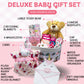 Joyful Arrival Deluxe Baby Girl Gift Basket, Baby Layette Set With 20-Piece Premium New Baby Essentials & Canvas Diaper Tote, Ba