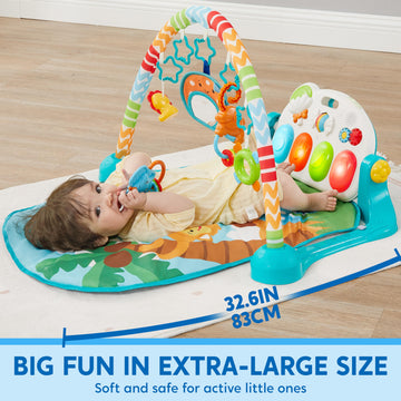 Syncfun Baby Play Mat, Tummy Time Mat Toys, Baby Musical Learning Toys 0-6 Months, Adorable Animal-Themed Play Gym With Piano Pa