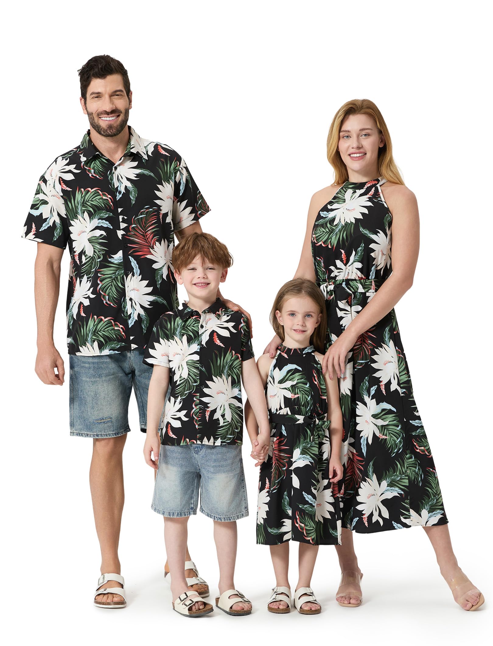 Patpat Matching Family Floral Outfits - Mommy And Me Hawaiian Dress Ma – Cutebab WBBAPB0DR7TMP8F