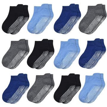 Non Slip Kids Ankle Socks, Toddler Kids Low Cut Socks For Boys Girls(3-5Years Old), 12 Pairs Kids Anti Skid Sticky Ankle Socks