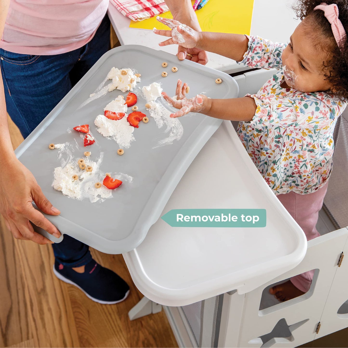 Guidecraft Kitchen Helper Mealtime And Play Tray - Easy To Clean, Detachable Feeding And Activity Table Extension For Toddlers