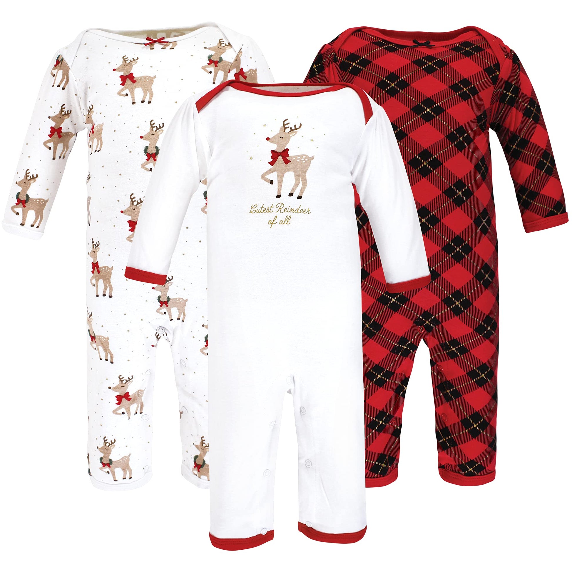 Hudson Baby Unisex Baby Cotton Coveralls Fancy Rudolph, 3-6 Months