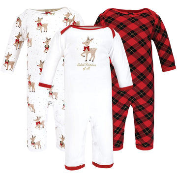 Hudson Baby Unisex Baby Cotton Coveralls Fancy Rudolph, 3-6 Months