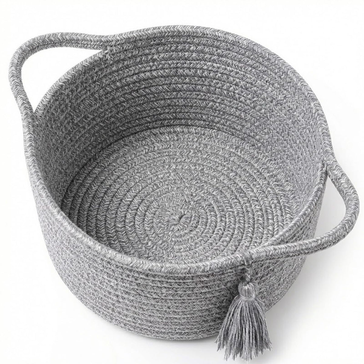 SweetMemo Small Gift Basket Empty to Fill, Gift Bag & Ribbon, Light Grey