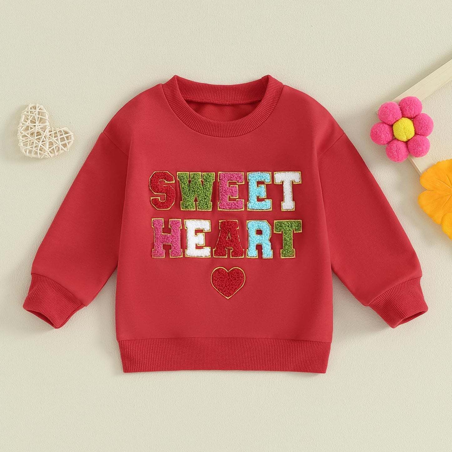 Ledy Champswiin Toddler Girl Valentine'S Sweatshirt Clothes Long Sleeve Pullover Sweat Tops Letter Print Crewneck Blouses (Red S