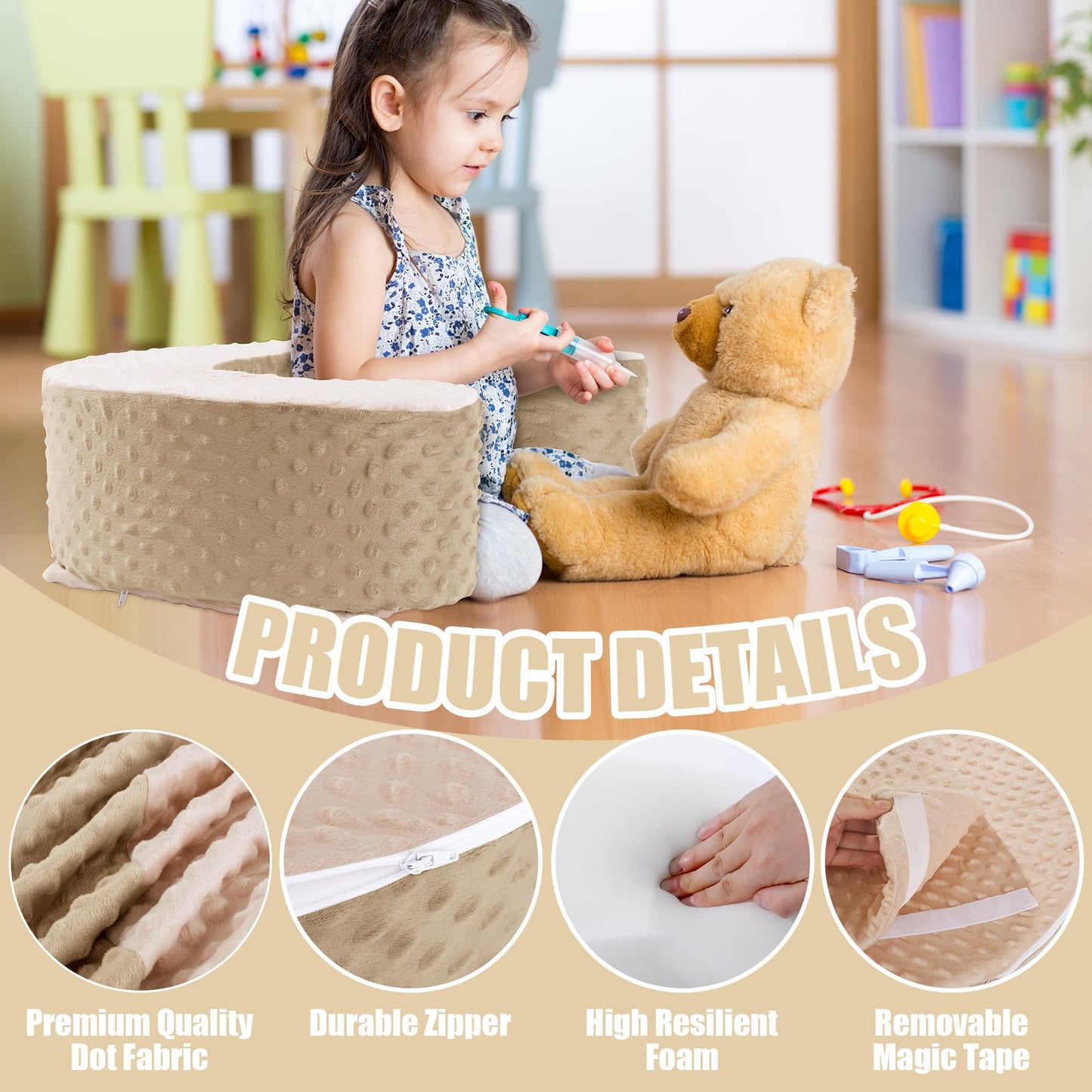Mabozoo Foam Baby Floor Seat Pillow For Sitting Balance - Soft Infant Support Ring For Babies, Toddlers (Beige)
