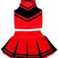 Total 2550 Little Girls' Cheerleader Cheerleading Outfit Uniform Costume Cosplay Halloween Red/Black (L / 8-10)