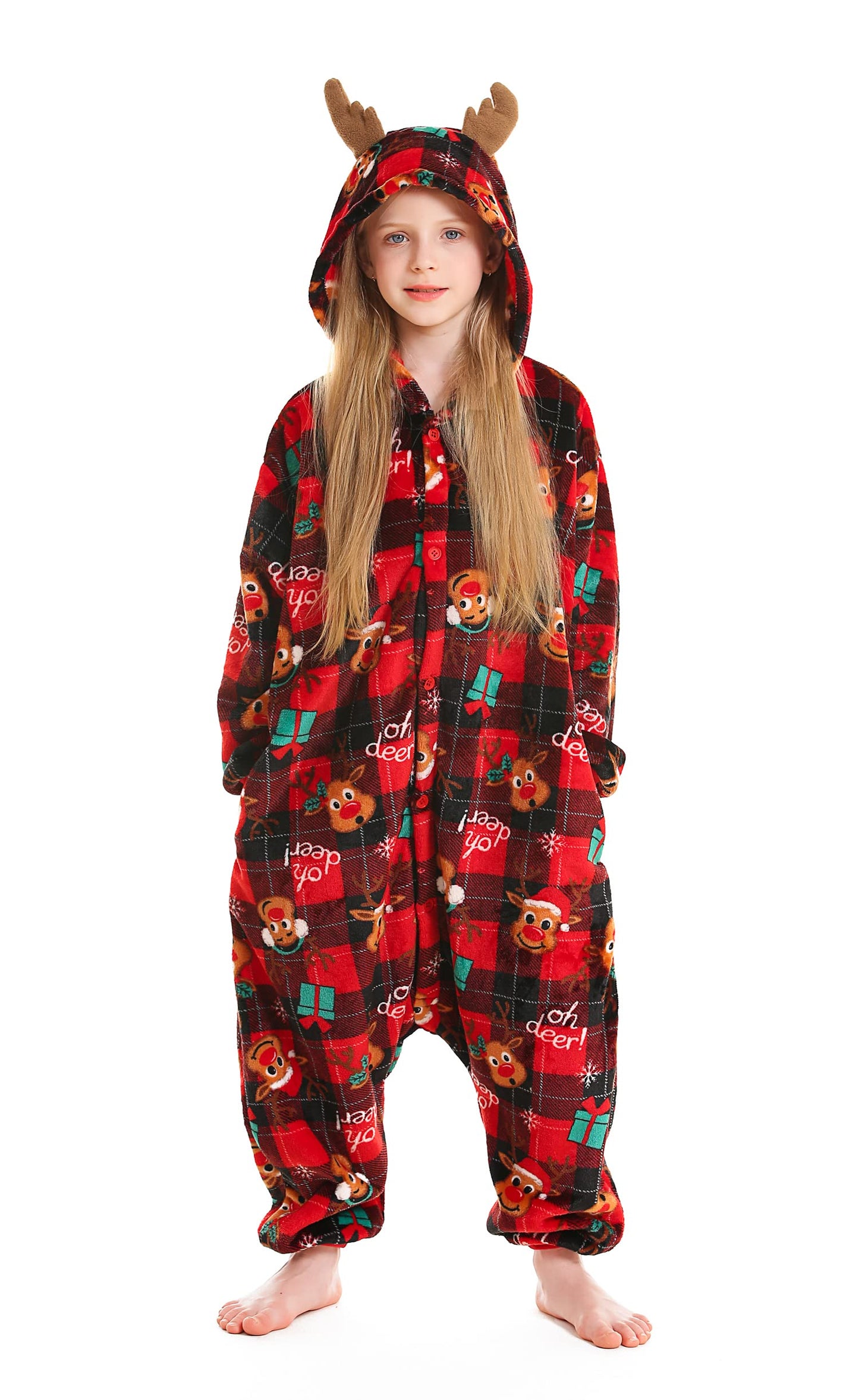 Atoz Onesie For Kids, Animal Pajamas Halloween Cosplay Costume For Girls Boys, Christmas Elk 10-11Y
