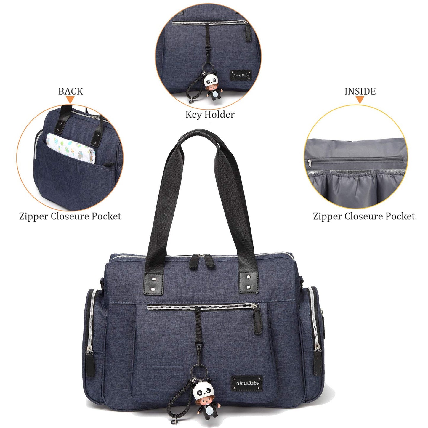 Kzni Diaper Tote Bag Diaper Bag,Travel Diaper Carry Bag, Baby Nappy Diaper Bag For Mom Grils Unisex Maternit. Multi Pocket, Tote