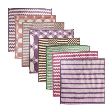 CRYSTALFRESH Soft and Absorbent Wash Clothes for Newborns (Colour & Print May Vary) 250 GSM (25 x 25 CM) Pack of 8