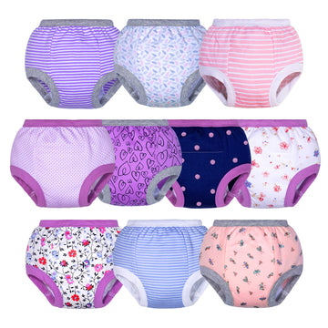 Big Elephant Potty Training Underwear, 100% Cotton Absorbent Unisex Toddler Pee Pants For Boys & Girls (Floral Series, 10-Pack,