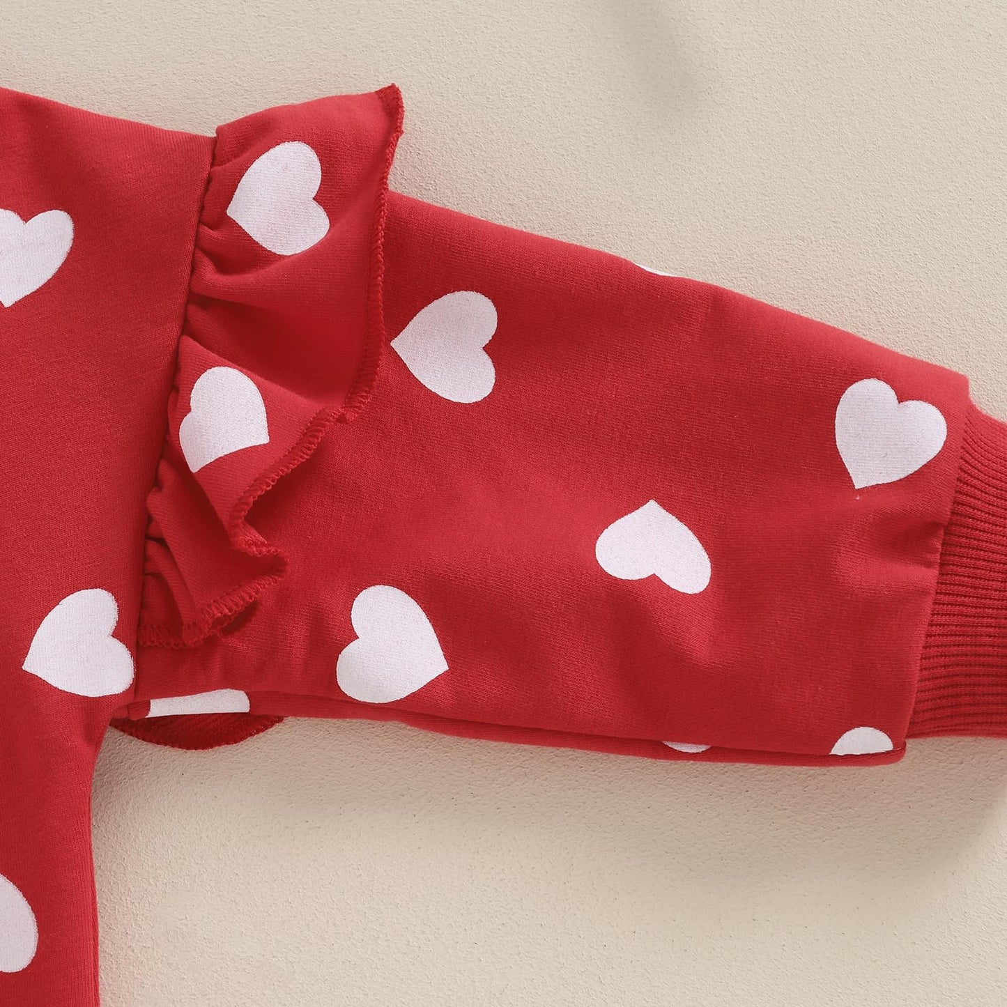 Engofs Newborn Baby Girl Valentines Day Outfit Hearts Sweatshirt Romper Headband Fall Winter Clothes Red 3-6 Months