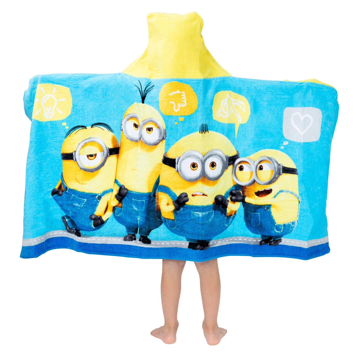 Despicable Me Minions Bath/Pool/Beach Soft Cotton Terry Hooded Towel Wrap, 24' X 50', By Franco Kids
