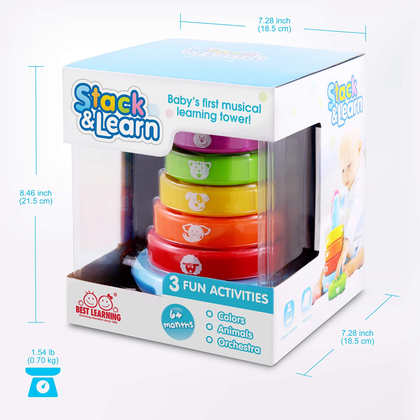BEST LEARNING Stack & Learn - Developmental Educational Activity Stacking Toy for Infants Babies Toddlers for 6 or 9 Month Old B