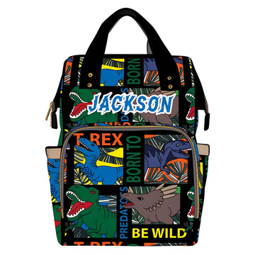 DIYKST Custom Diaper Bag with Name, Personalized Diaper Backpack for Mom/Women, Large Capacity Bag for Girls Boys (12)