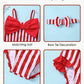 Toddler Baby 4T Swimsuit Girl 5T Bathing Suit Girls One Piece Swimwear Red Ruffle Stripe Summer Beach Swim Suit