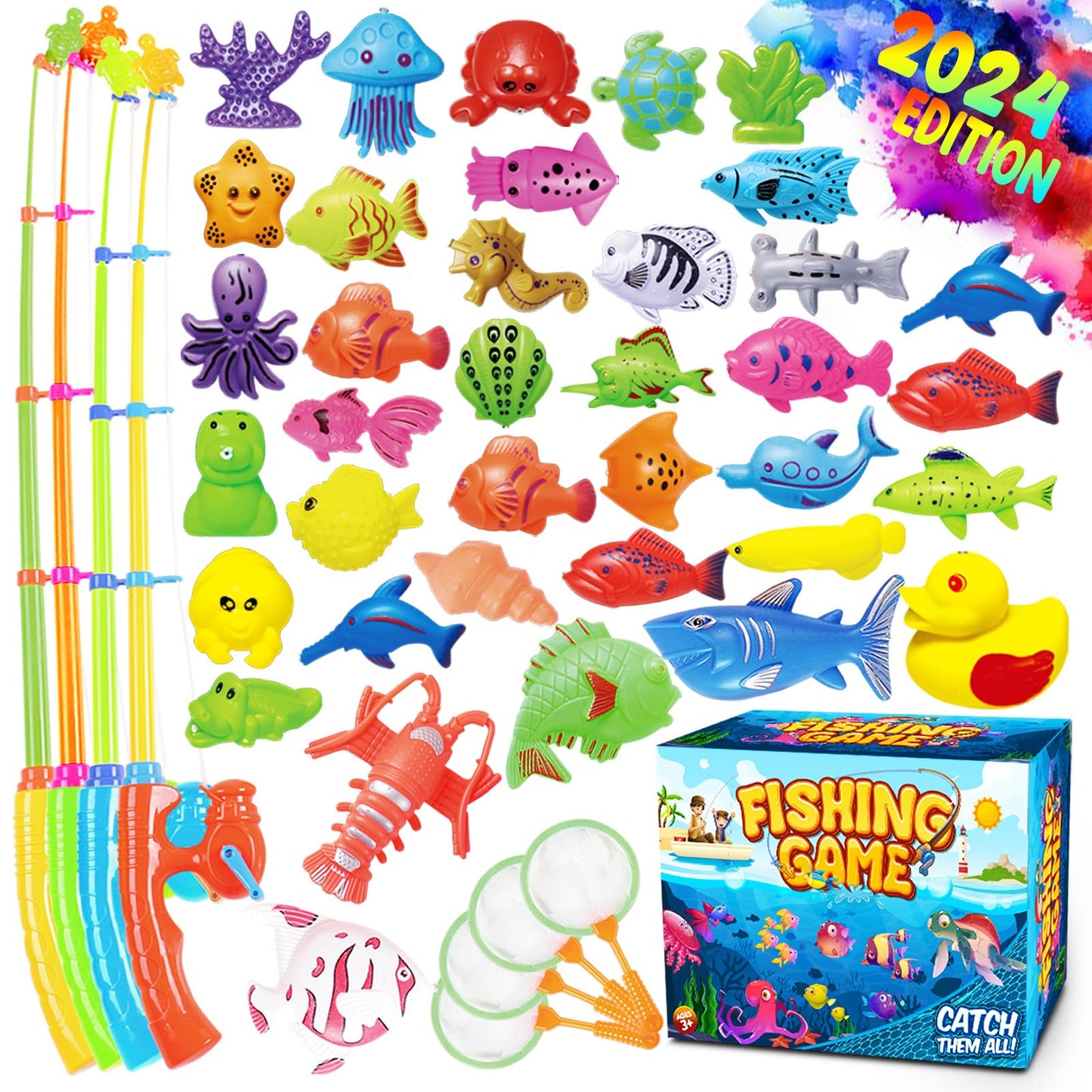 Goody King Magnetic Fishing Game Pool Toys for Kids - Bath Outdoor Indoor Carnival Party Water Table Toys Fish for Kids Age 3 4