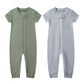 Owlivia Baby Boy Romper, Unisex Short-Sleeve Summer Outfit, 100% Organic Cotton Boy One-Piece Jumpsuit(3-6 Months, Olive & Gray