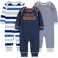 Simple Joys by Carters Baby 3-pack Jumpsuits, grey, multi stripe, navy stripe, 12 Month