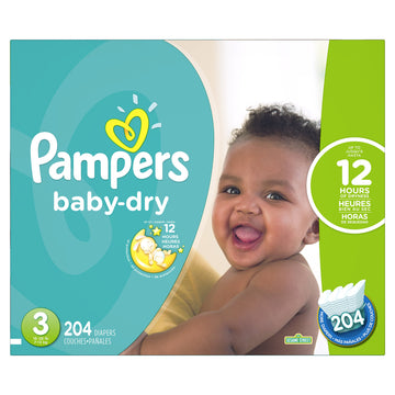Pampers Baby Dry Diapers - Size 3-204 Ct
