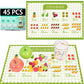 KAshack 45 Pack Sticky Disposable Placemats for Baby & Toddlers,Cute Number Fruit Toddler Placemat 12x18 Kids Table Mat for Part