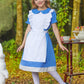 Besserbay Halloween Alice Costume With Black Headband Blue Peter Pan Collar Dress With White Apron For Child Girls 9-10 Years
