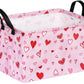 KUNRO Rectang Heart Pattern Valentine s Storage Basket Gift Shelf Basket Storage Bin, Nursery Basket Organizer Box for With Han