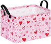 KUNRO Rectang Heart Pattern Valentine s Storage Basket Gift Shelf Basket Storage Bin, Nursery Basket Organizer Box for With Han