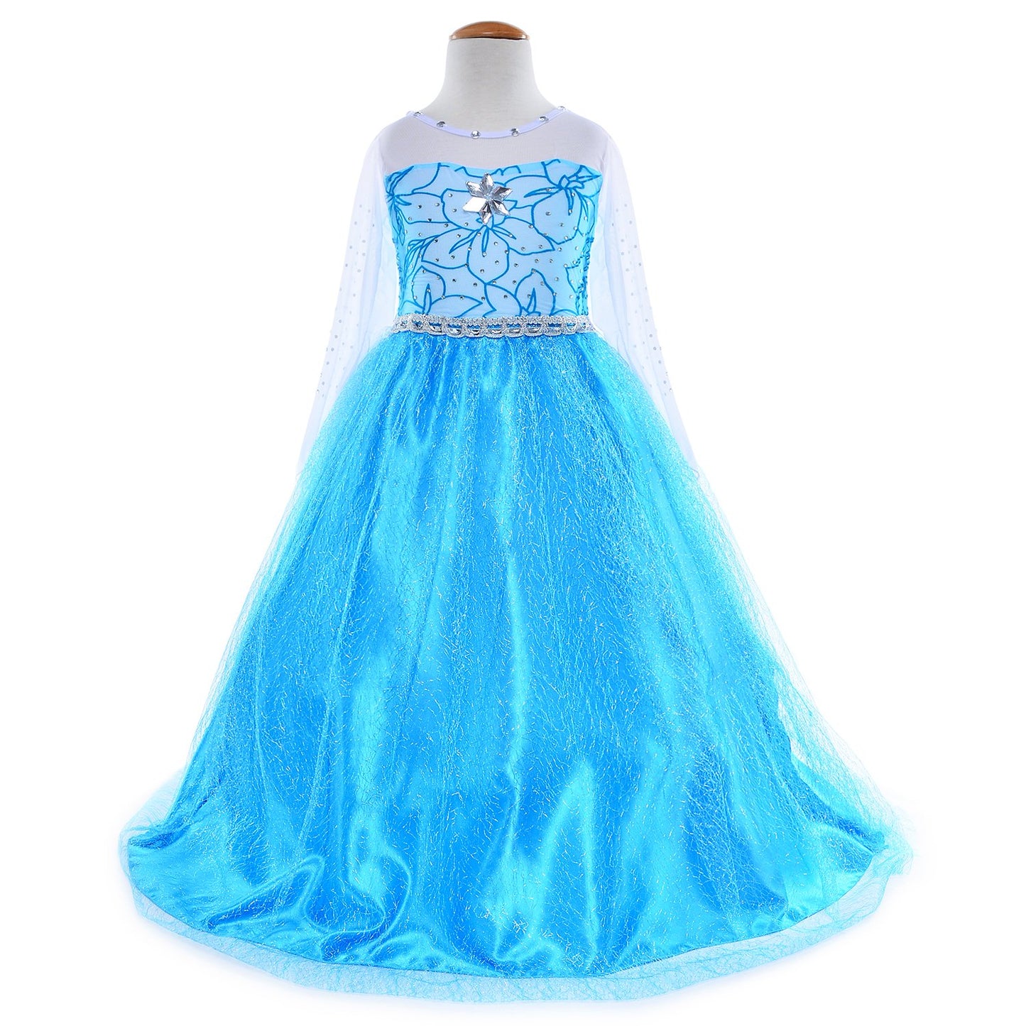 Party Chili Princess Costumes Birthday Party Dress Up For Little Girls With Wig,Crown,Mace,Gloves Accessories 4T 5T (120Cm)