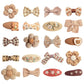 EleMirsa Girl Hair Clips Brown Flower Fabric Snap Hair Clips Fully Lined Alligator Clips Brown Bow Hair Accessories for Little G