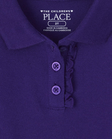 The Children'S Place Baby Girls And Toddler Girls Long Sleeve Ruffle Pique Polo, Regal Violet, 3T