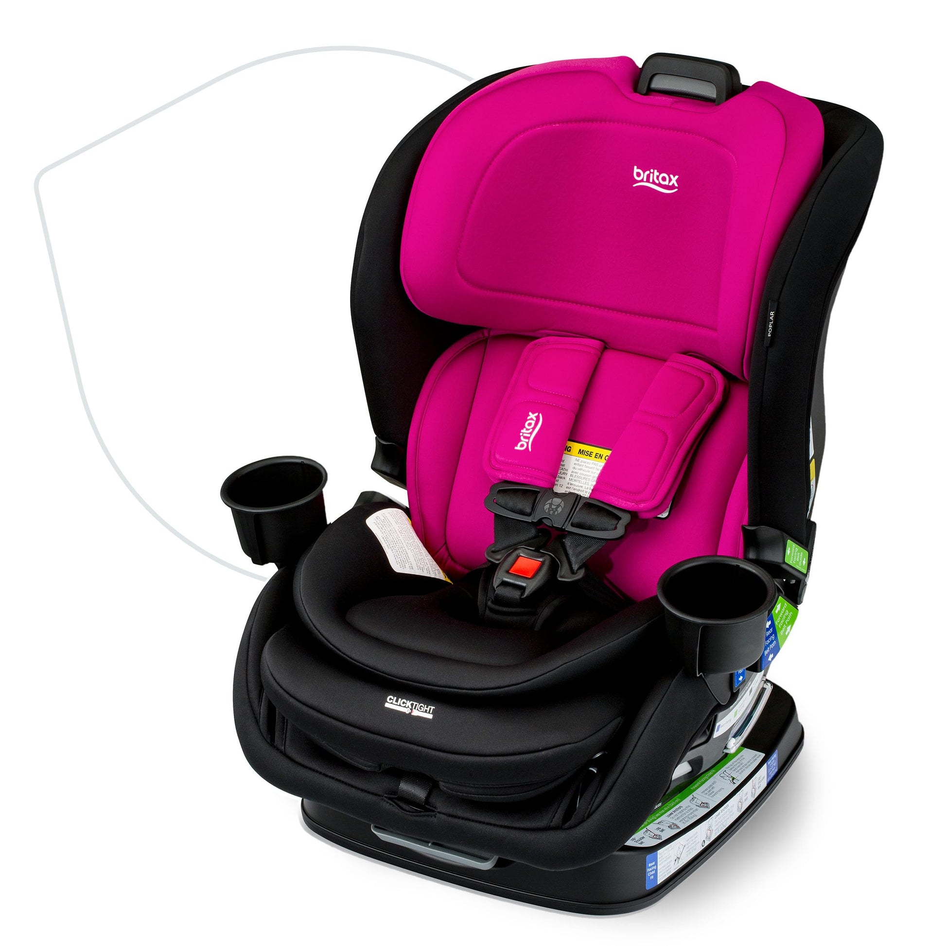 Britax Poplar Convertible Car Seat, 2-In-1 Car Seat With Slim 17-Inch Design, Clicktight Technology, Magenta Onyx